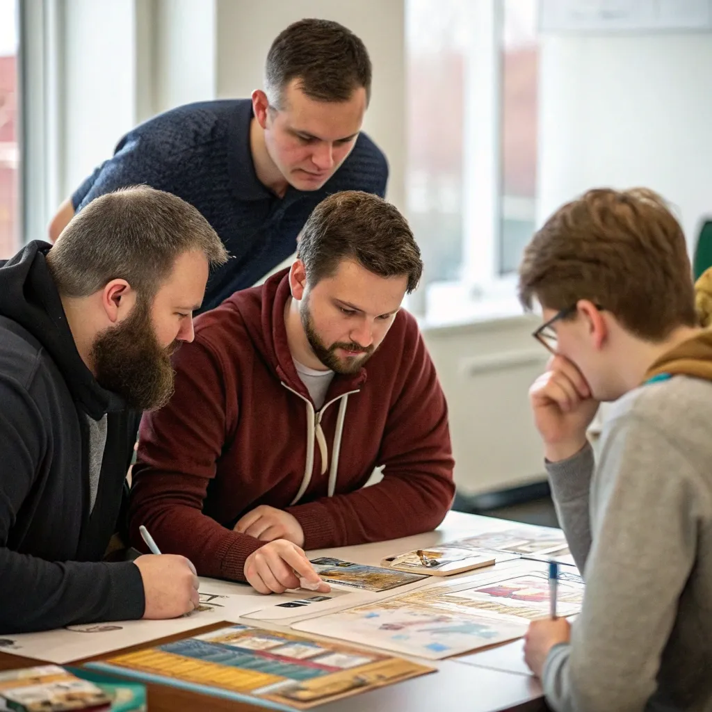 Team discussing game strategy